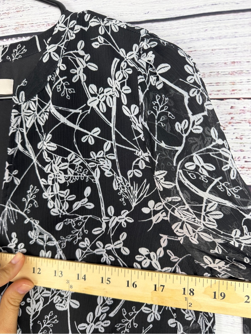 LOFT Black White Floral Tiered Babydoll Dress S - Picture 9 of 9